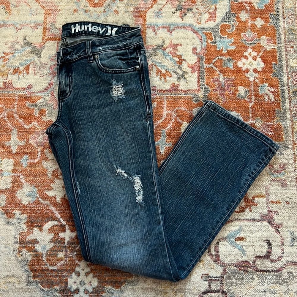Hurley Distressed Skinny Boot Jeans